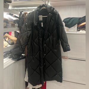 Abercrombie long leather puffer